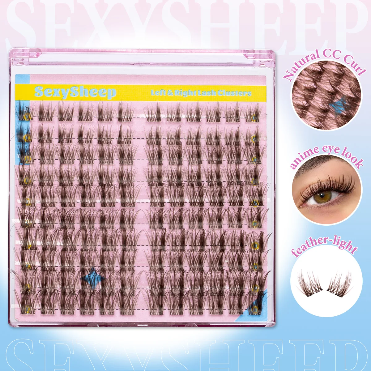 Zestaw do samodzielnego przedłużania rzęs 120 sztuk, brązowe rzęsy, pojedyncze rzęsy z klejem do rzęs i płynem do usuwania kleju, pęseta do rzęs