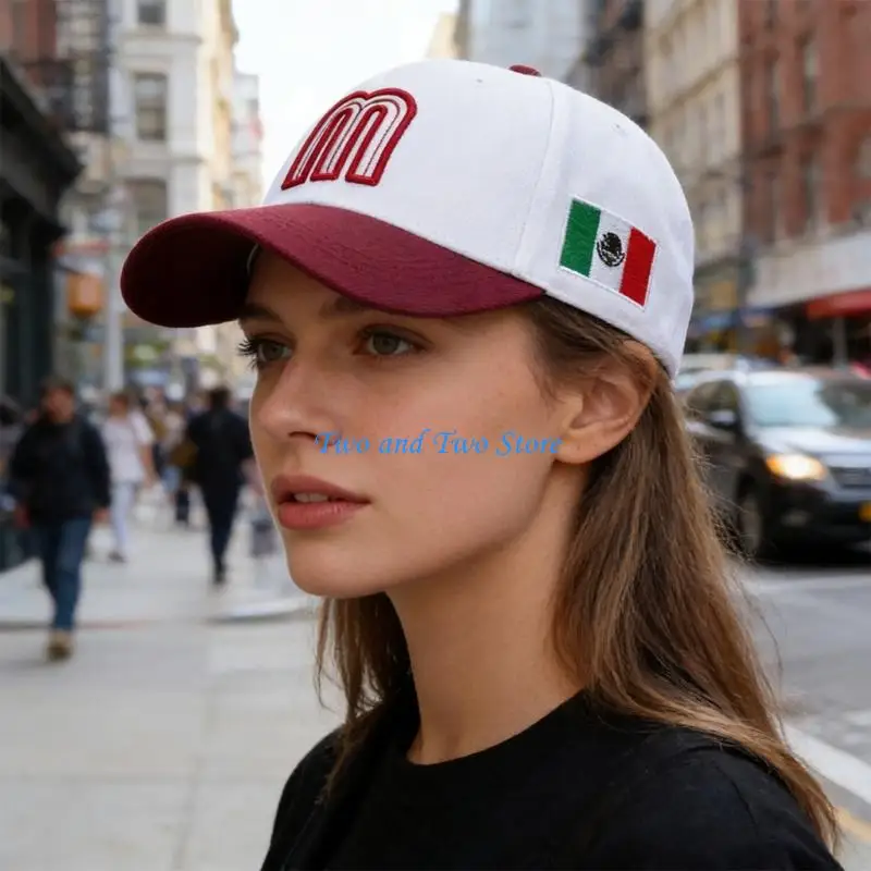 

HX6F Adjustable Cotton Polyester Baseball Cap With Embroidered M Letter For Most Ages