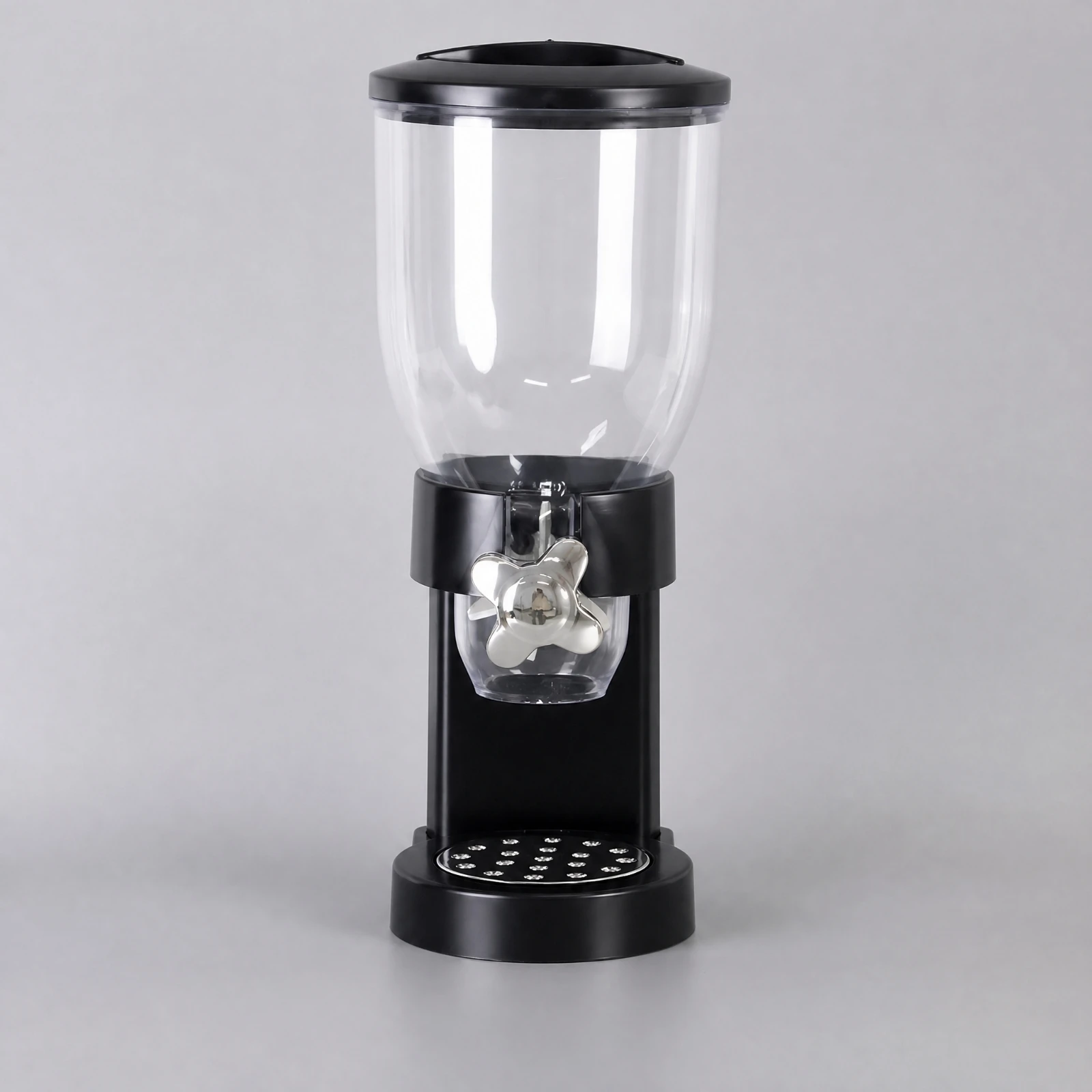 Countertop Dry-Food Dispenser with Acrylic Container Portion Control Manual Cereal Dispenser with Receiving Cup Transparent