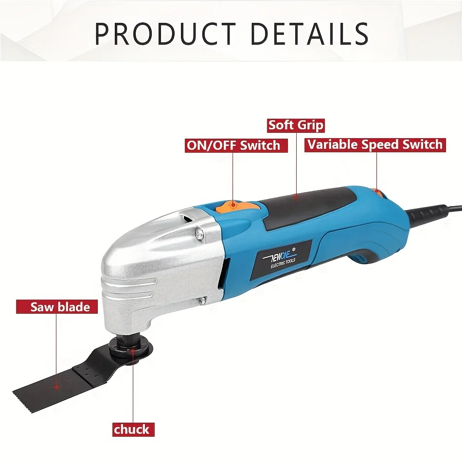 1 Set NEWONE Oscillating Tool, 2.5 Amp Power Tools, Variable Speed Oscillating Multi-Tool Kit With 15pcs Oscillating Tools Acces