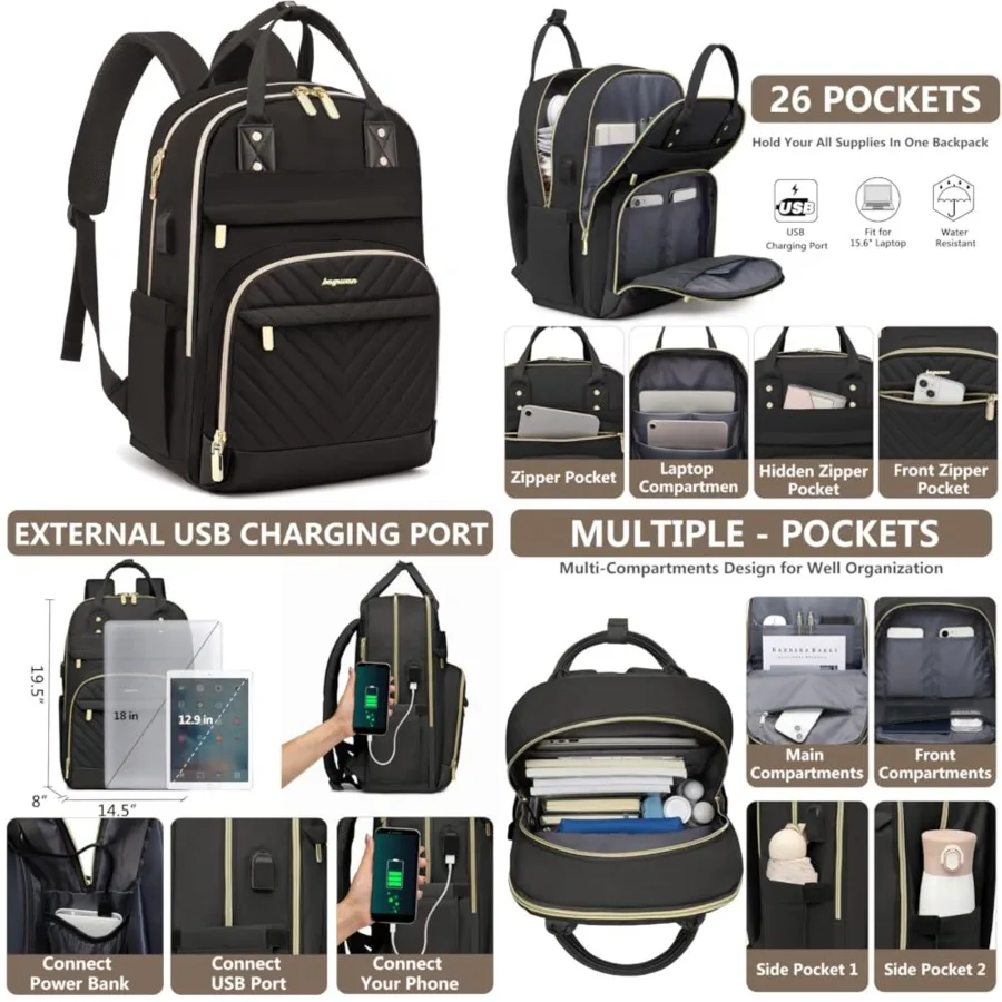 

Laptop Backpack for Women Work Bag - Fits Laptop Bag Travel Work Backpack Anti-theft Bags with USB Charging Business Computer W