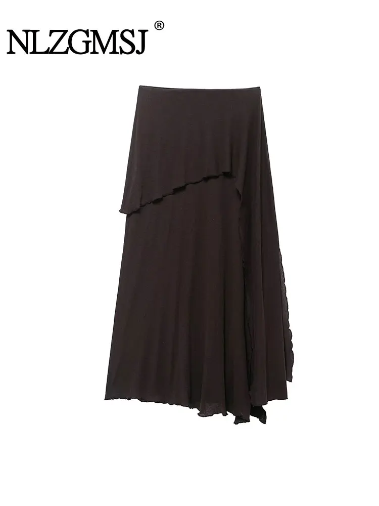 

NLZGMSJ Women Long Skirts 2025 Autumn Winter Knitted High Waisted A Line Skirt Female Casual MIDI Skirt Y2K