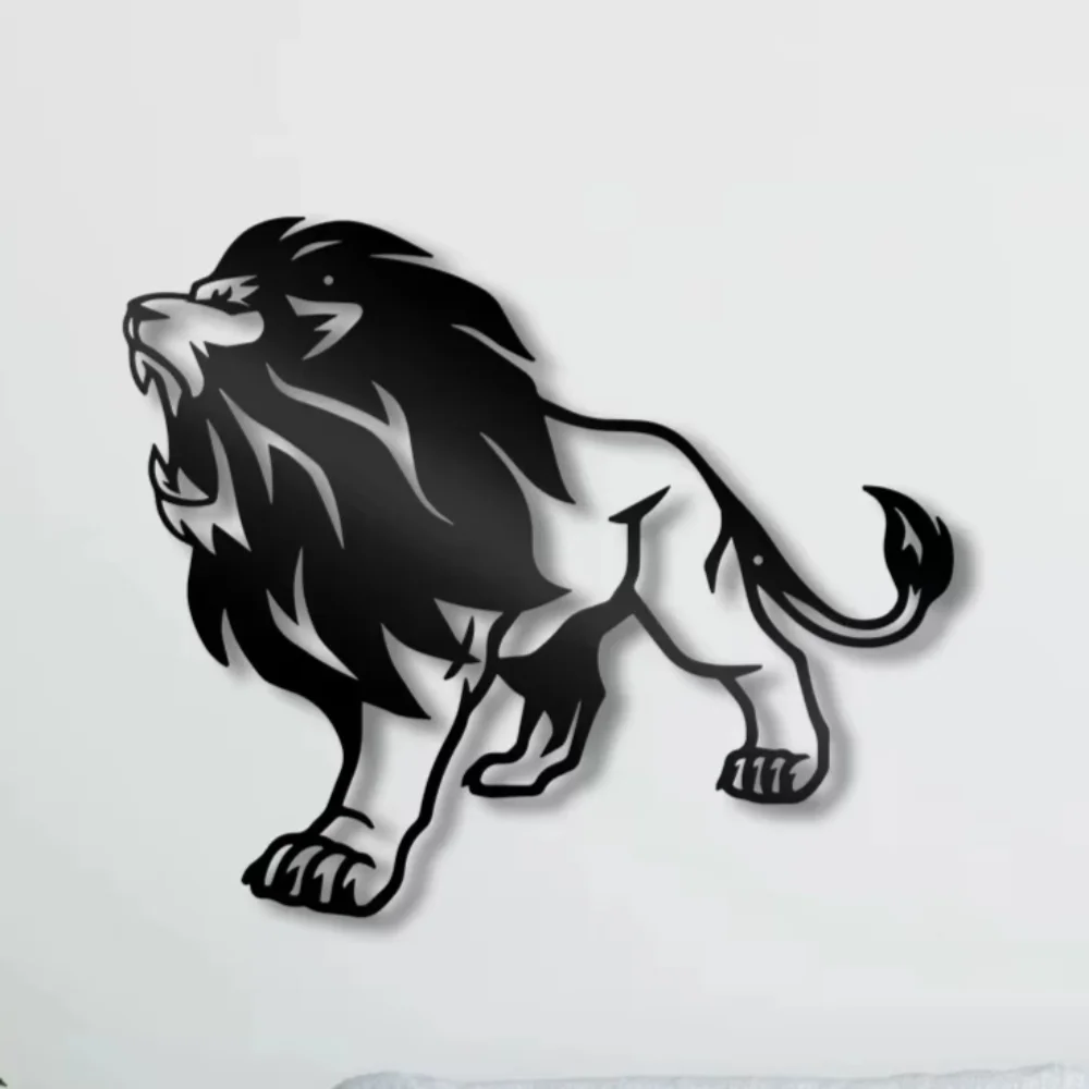 Lion Metal Wall Art Sign Farmhouse Hanging Decor Black Cutout Plaque Perfect for Adding a Bold Statement to Your Living Space