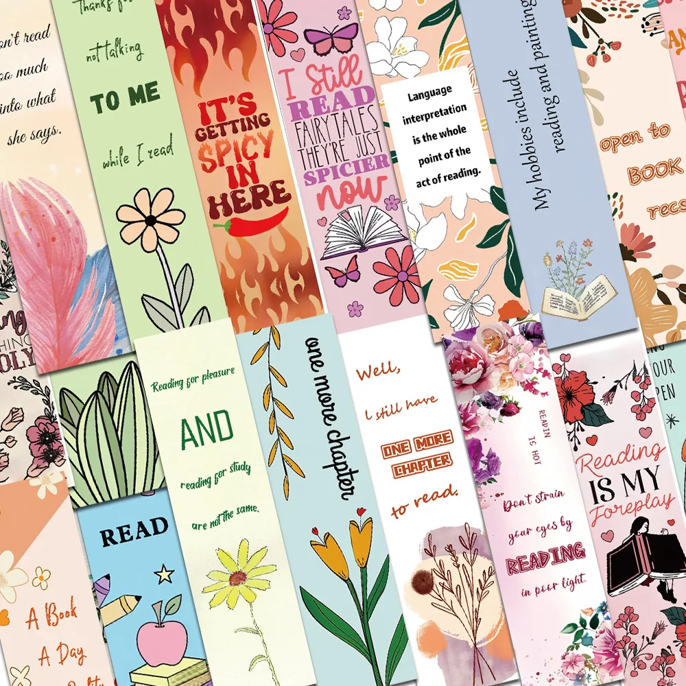 30PCS Flower Style Reading Bookmarks Simple Literary Pages Book Annotated Notebook Pages Clip Students Creative Gifts with Paper