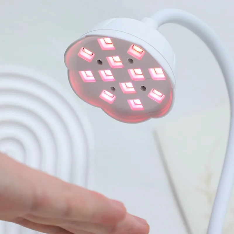 Desktop patch phototherapy lamp, desktop manicure lamp, storage gooseneck cordless UV lotus lamp