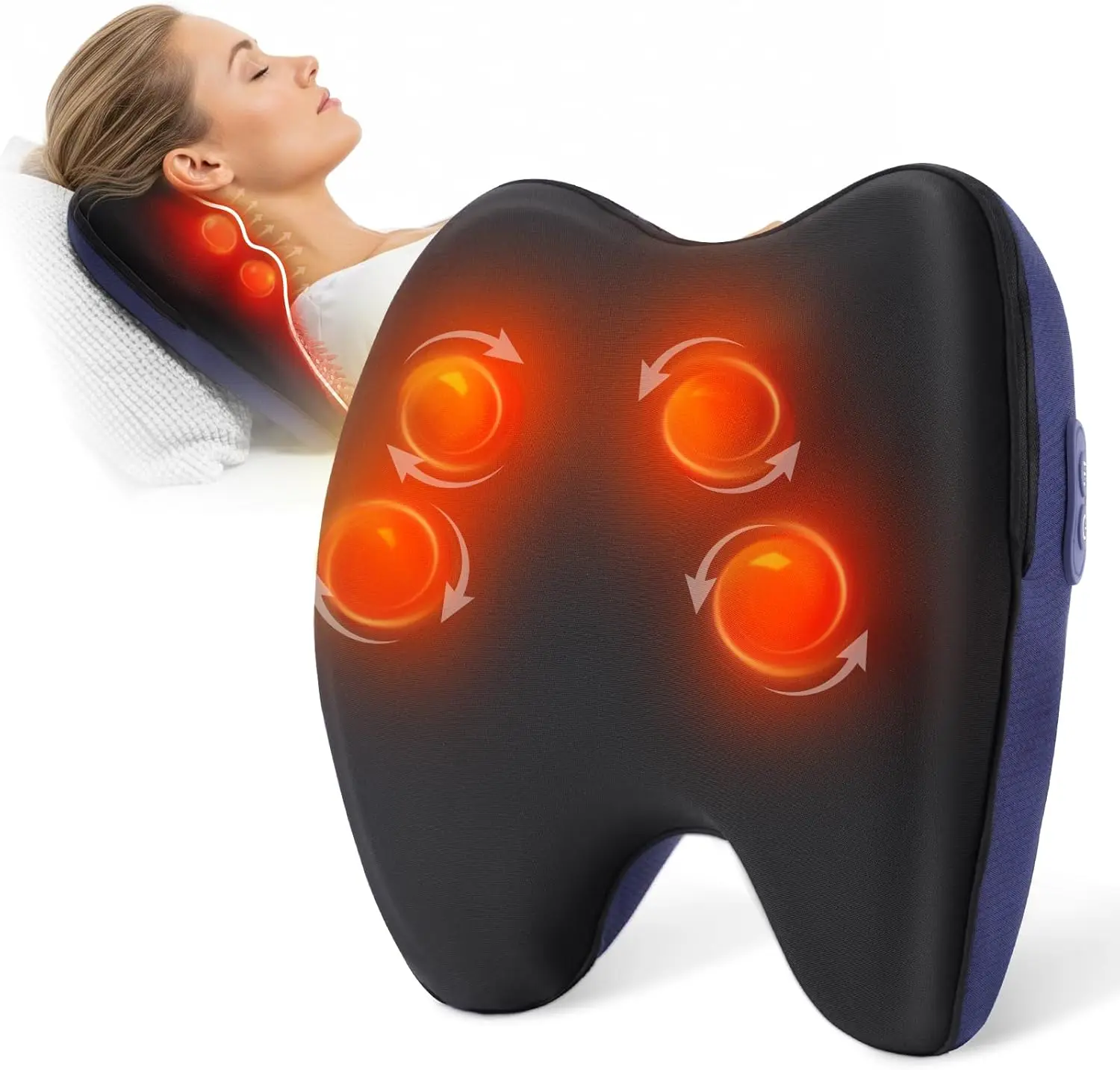 

Heated Shiatsu Massage Pillow for Neck, Back & Shoulder Pain Relief - Deep Tissue Kneading with Soothing Heat Therapy