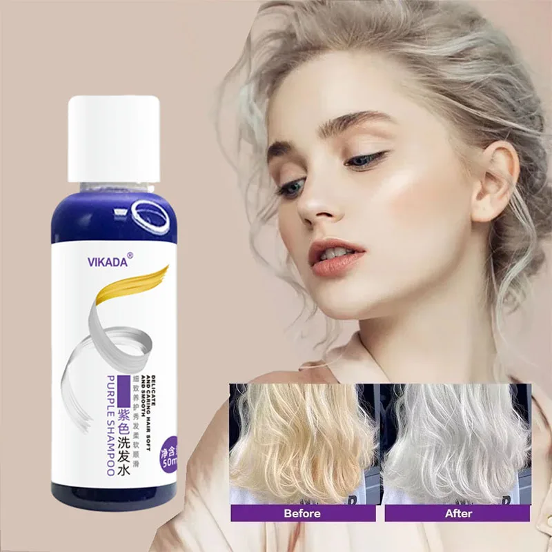 Purple Hair Dye Shampoo for Blonde to Cover Gray Non-irritating Hair Fading Yellow After Bleach Hair Shampoo Gray Hair Remedy