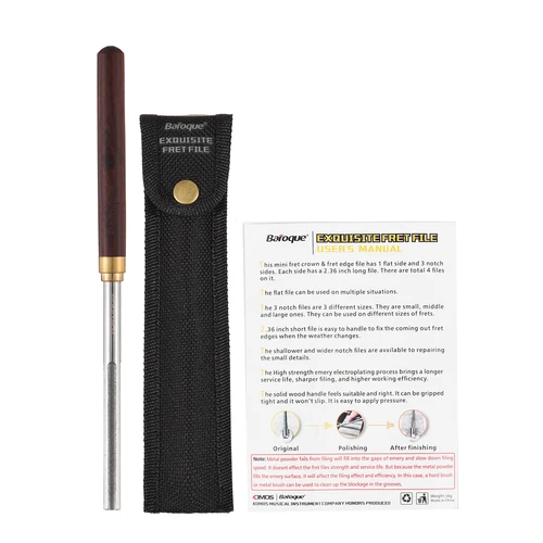 Imagen 2 del producto Herramientas de reparación de trastes de guitarra barroca, con 4 bordes de tamaño, bordes de muesca estrechos/medianos/anchos y bordes planos, mano de madera