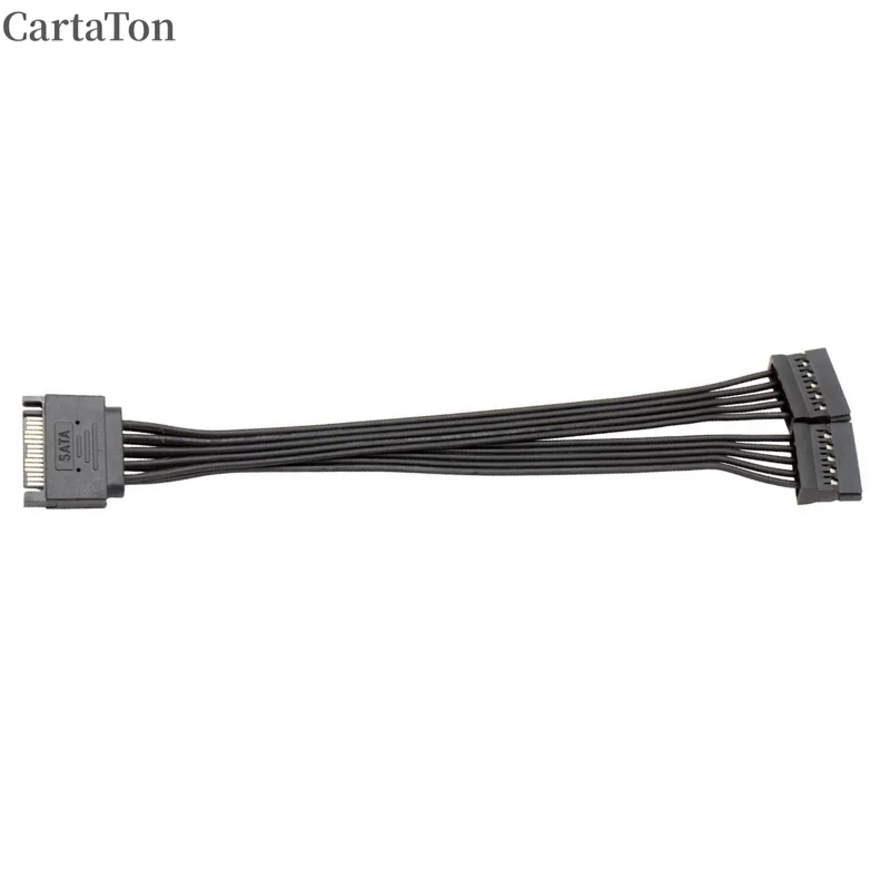 Sata Power Splitter Cable SSD HDD Hard Power Cable Sata 15 Pin Male to 2 Female Power Y-Splitter Extension Cable