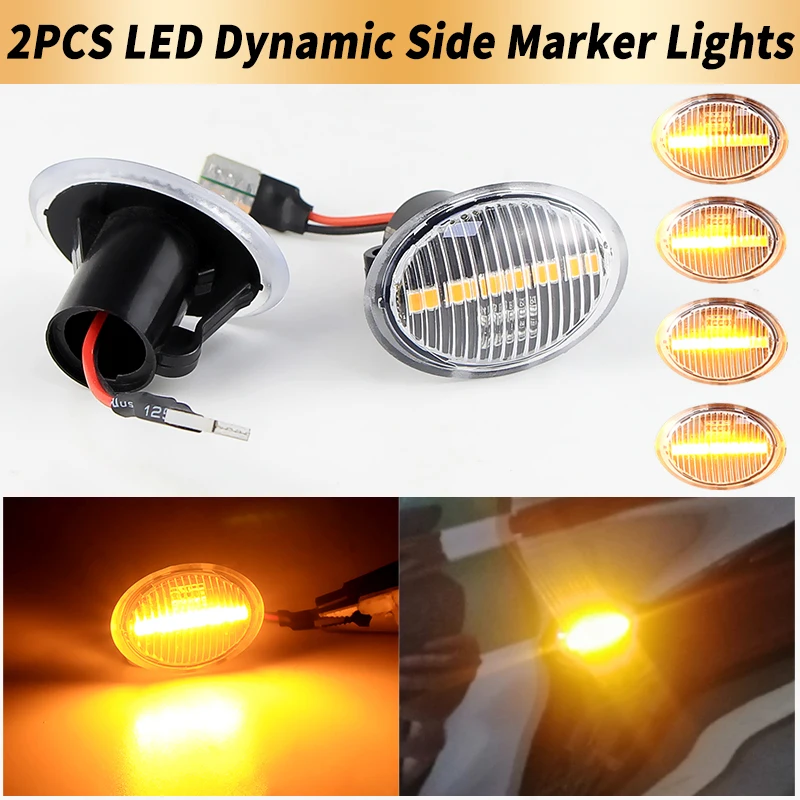 

2PCS Clear Lens LED Dynamic Side Marker Turn Signal Lights Canbus For FIAT 500 500C 500L For Abarth For Ford Lancia Lybra Alfa