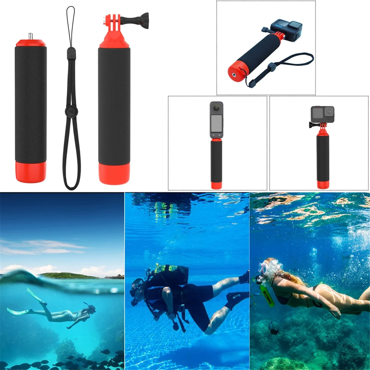 สำหรับ DJI Action 4/3/Insta360 X4/X3 /ace/ace pro/ GoPro 12/11กล้องเพื่อการกีฬา FLOAT hnadfd buoyancy Rod อุปกรณ์เสริม