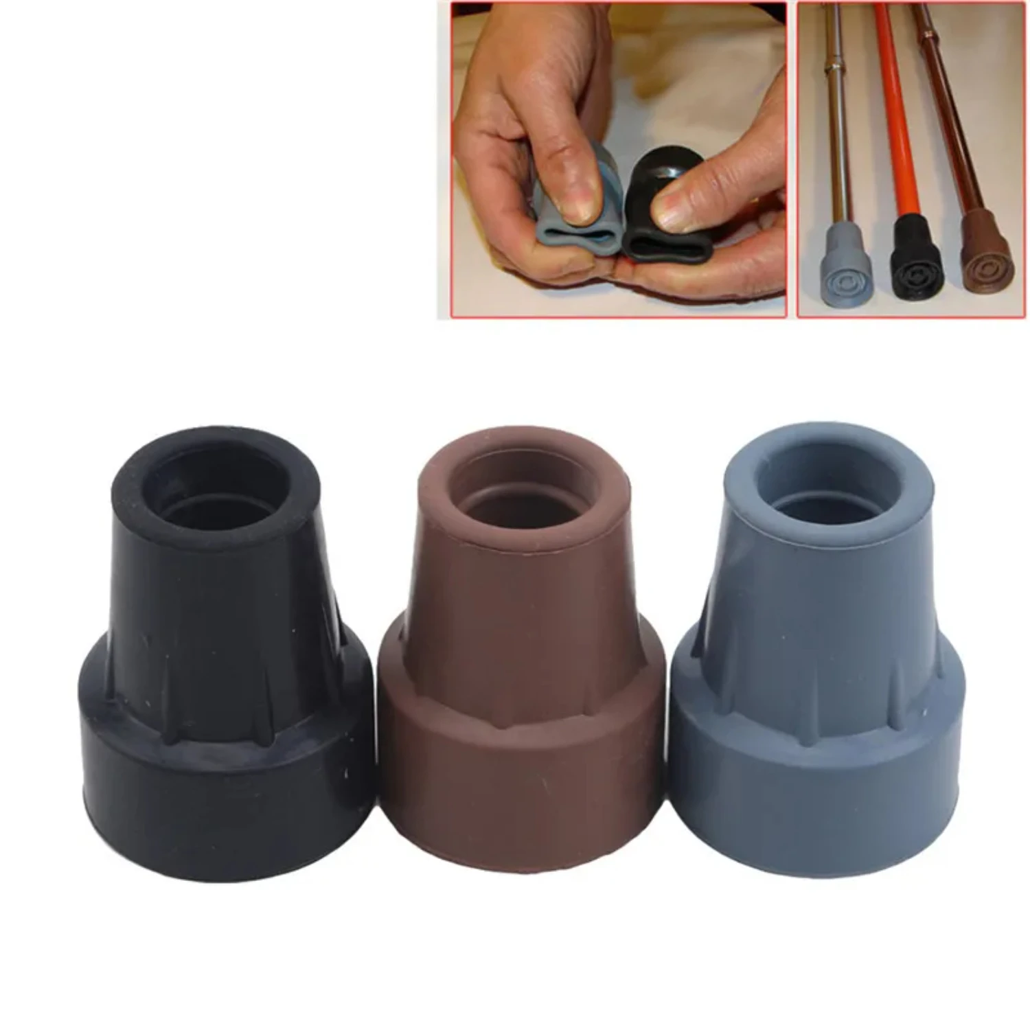 1Pc 19mm Rubber Walking Hiking Stick Metal Ferrule Bottom End Cover Cane Crutch Pad Rubber Heavy Duty