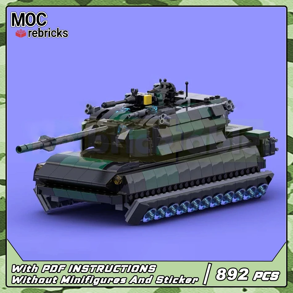 MOC Military Weapons Series Tracked Main Battle Tank Building Blocks Modern Tech Army Heavy Armored Vehicle Bricks Toys Gift