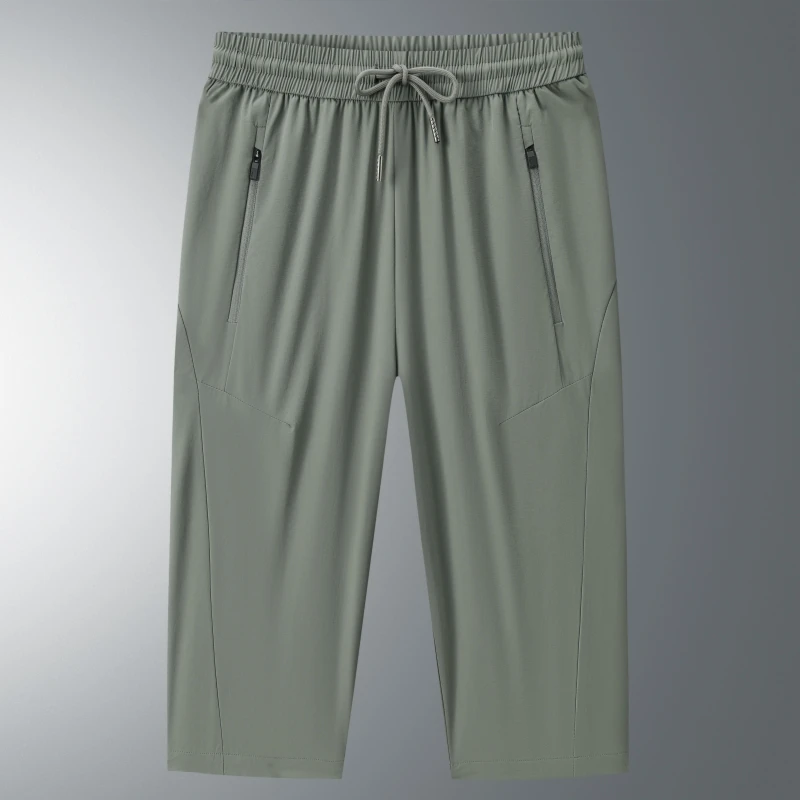 

New 2025 Men's Ice Silk orts Cool Sensation Four-Way Stretch Qui Dry Beach Fitn Pants mid Waist Seven-Length Urban Fas...