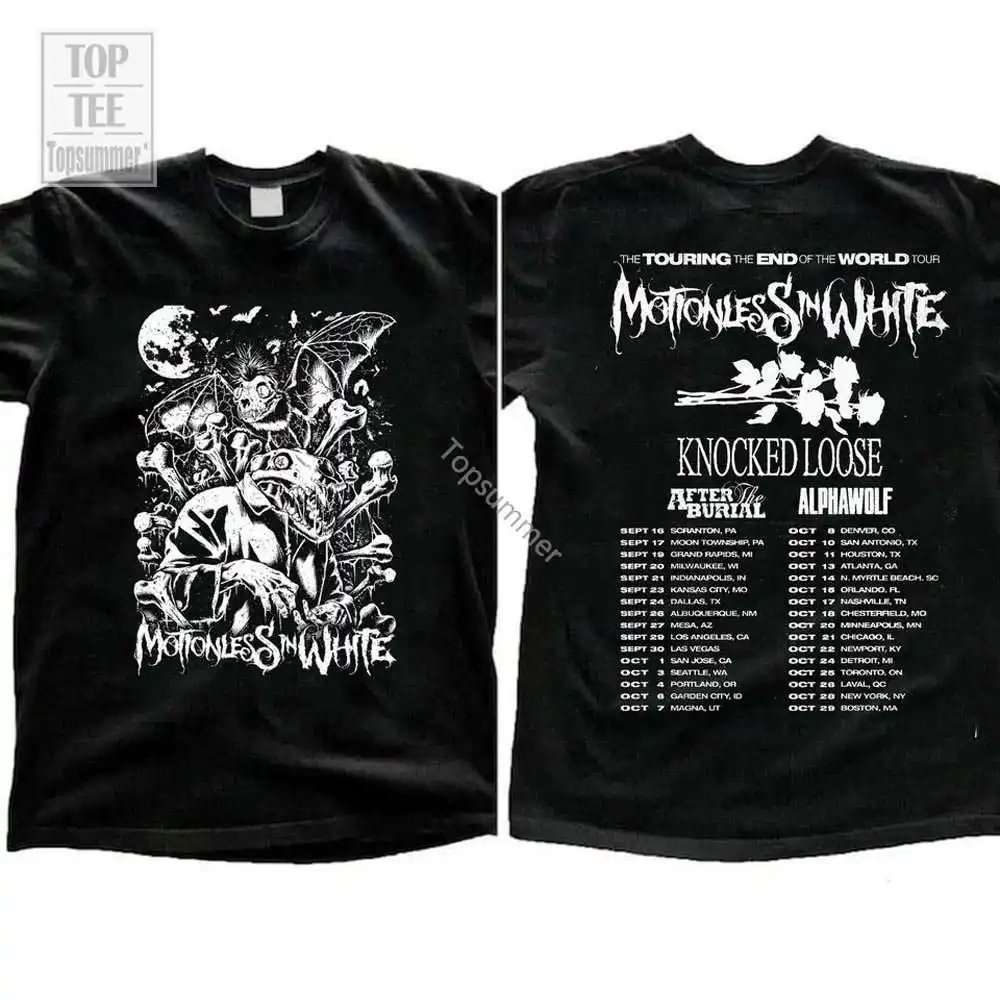 Бесперебойная футболка с белым наконечником The End Of The World Tour 2023