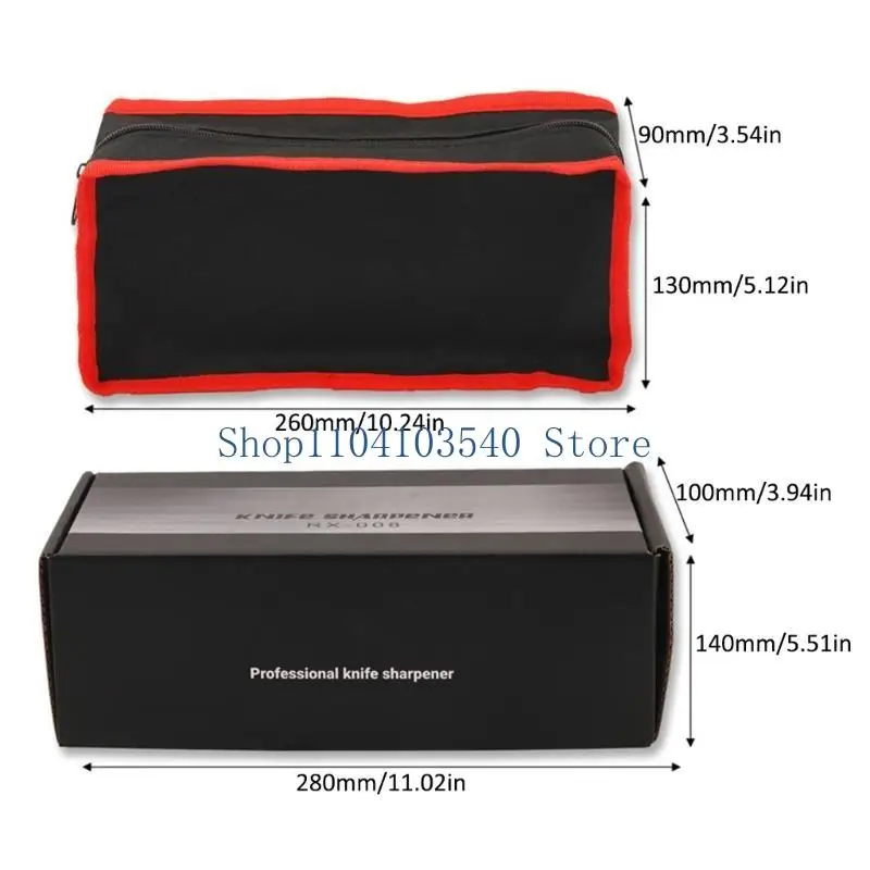 02DC RX-008 Kitchen Knife Sharpener System with 10 Whetstones 360° Rotation Flip Design Fixed Angle Stainless Steel