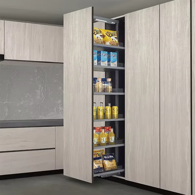 Customizable Kitchen Cabinet Pull Out Basket High Capacity Tandem Food Storage Unit Wire Drawer Organizer for Pantry Cupboard