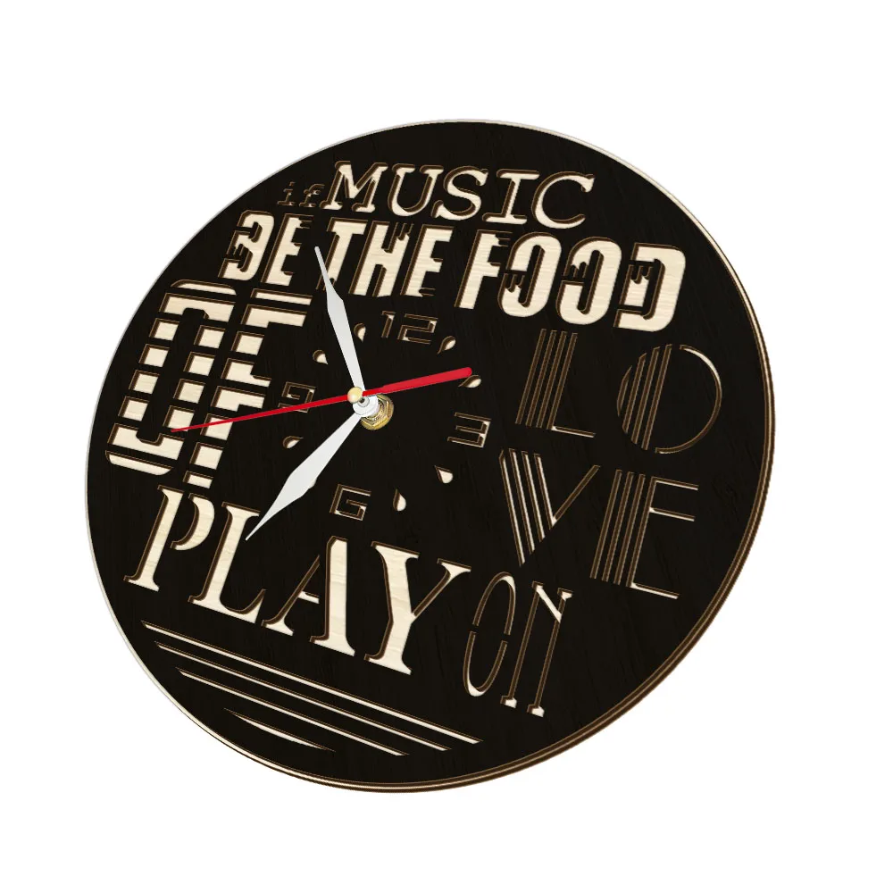 If Music Be The Food Of Love Play On Shakespeare Quote Natural Wood Wall Clock For Bedroom Musical Saying Art Home Decor Clock