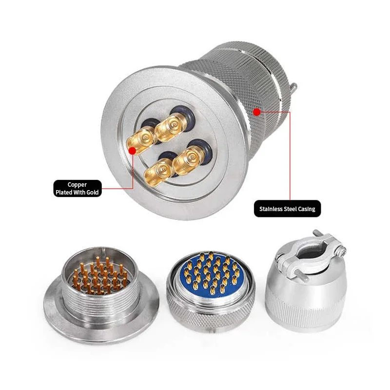 Stainless Steel KF25/40 Aviation Plug Socket Waterproof Vacuum Glass Sintered Connector Gas Seal Flange Quick Installation Joint