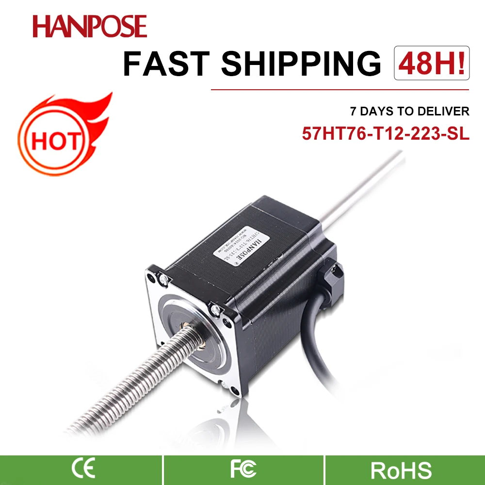 57HT56/76-T12-223-SL Trapezoidal Linear Screw Motor Screw with Bare Shaft Rear Output Shaft Can be Fitted with Handwheel