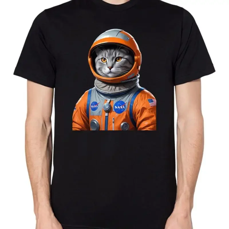 Cute Cat Dressed As An Astronaut T Shirt Animal Space Universe Top