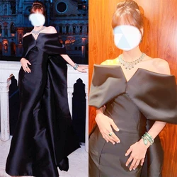 Customized  Exquisite  Off-the-shoulder Sheath Celebrity Fold Draped S Occasion Evening Gown فستان سهرة نسائي فخمه