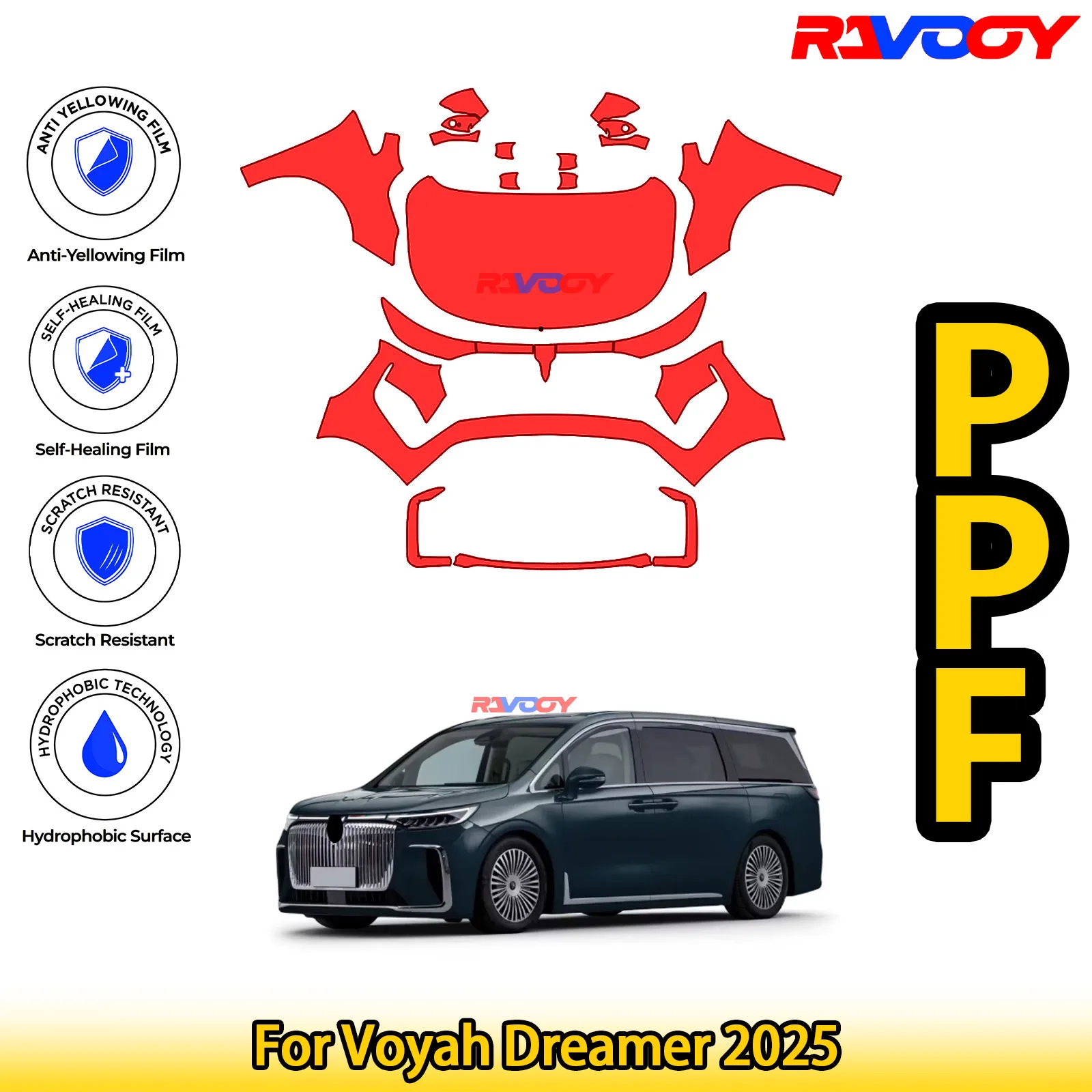 

For Voyah Dreamer 2025 Glossy Matte Black Precut front PPF Kit Paint Protection Film
