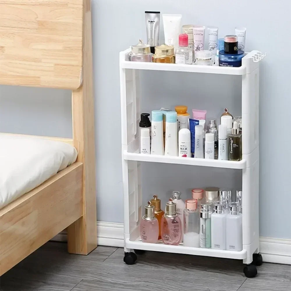 Multi-Layer Mobile Storage Shelf Kitchen Bookshelf Bathroom Crevice Handcart Rack Slim Storage Cart With Wheels Closet Organizer