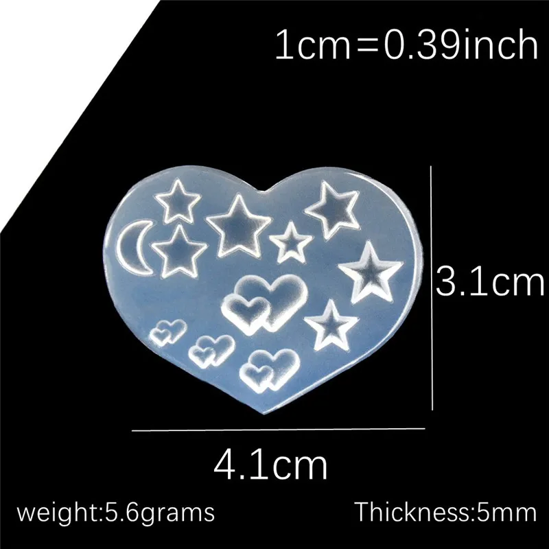 Silicone Mold Tiny Nail Art Star Flower Heart Cat Letter Shell Epoxy Resin Casting Molds For DIY Epoxy Resin Nail Art Crafts