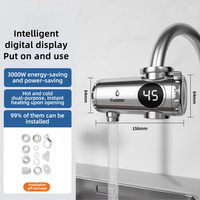 3000W Electric Water Heater Quick Install Instant Heating Faucet Hot and Cold Double Outlet Tap with Temperature Display 220V