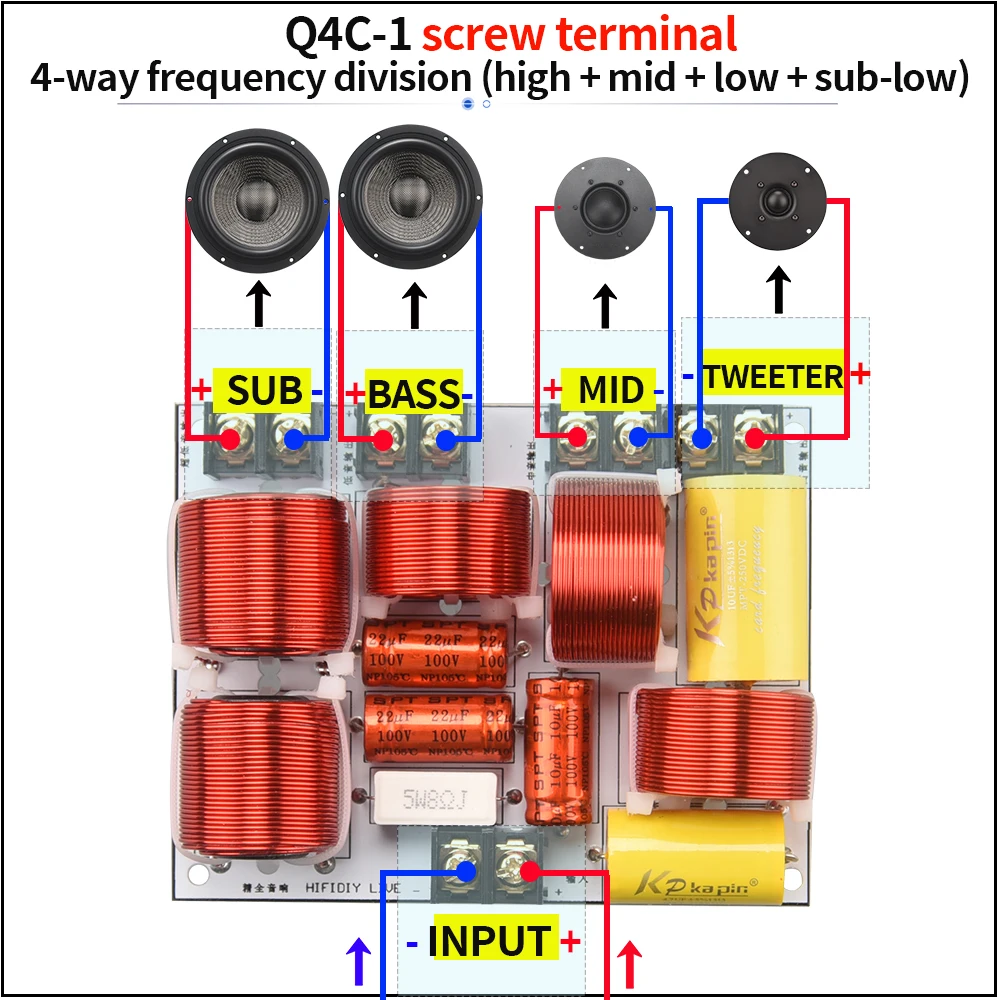 HIFIDIY Hi-Fi 2-Wege 3-Wege 3-Lautsprecher-Einheit (Hochtöner + Mitteltöner + Tieftöner) Lautsprecher Audio-Frequenzweiche Crossover-Filter Q2C Q3B Q4 Q6 – Detail 3