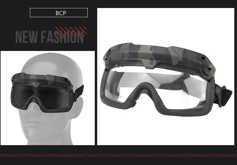 Tactical Glasses 2 Modes Airsoft Goggles Riding Eye Protection for Hiking Paintball Hunting Shooting Eyewear for FAST Helmets