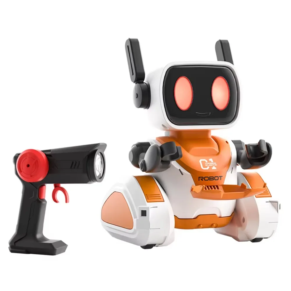 Infrared Follow RC Robot Toy Rechargeable Slide Chassis Light Sound Interactive For Boys Home Birthday Gift