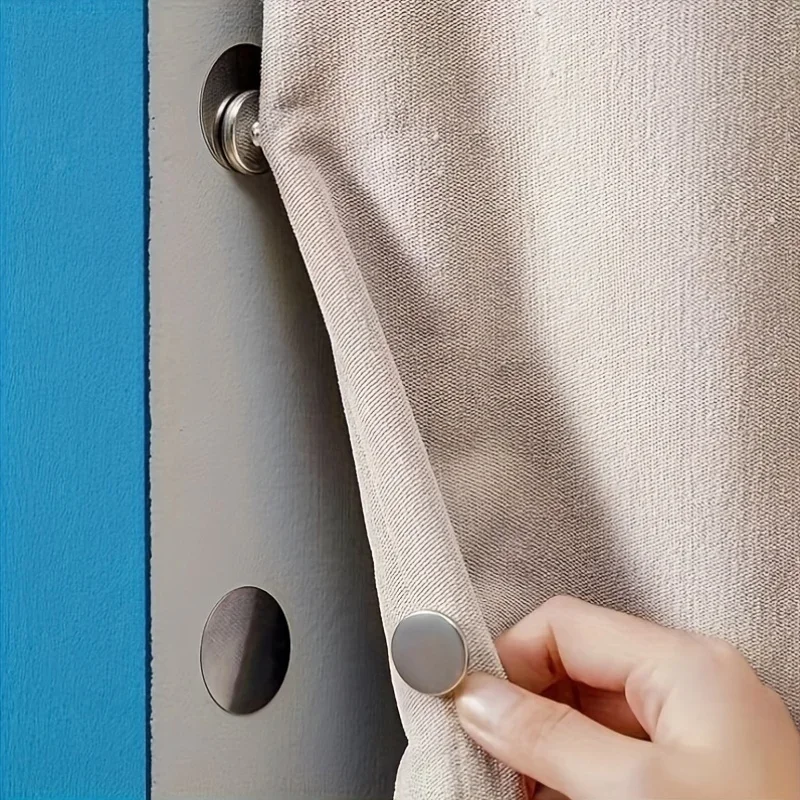 Modern Metal Magnetic Hook, Suitable for Curtains Shower Curtain - Easy To Install Wall Mounted Magnetic Buckle Button