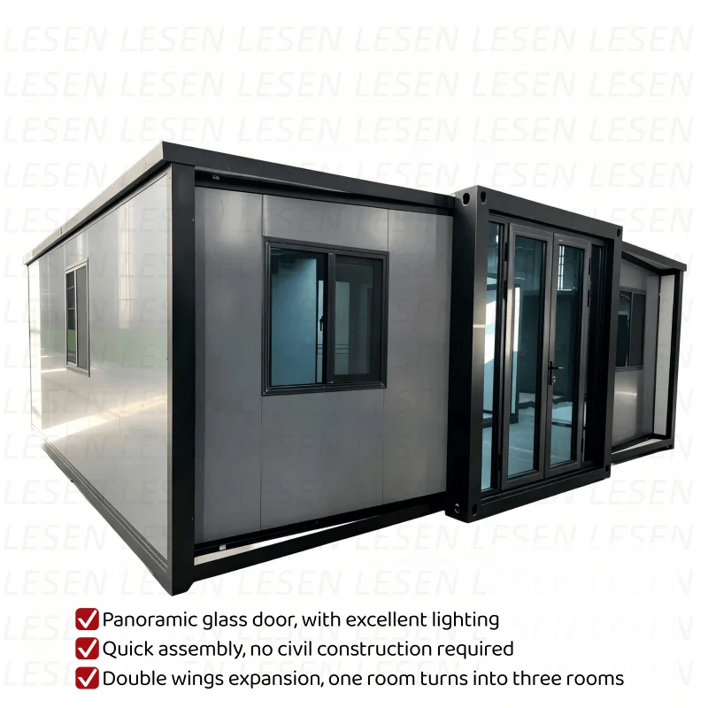 20ft Expandable Prefab Container House Modular Expand Cabin for Construction Site Temporary Office & Worker Dorm
