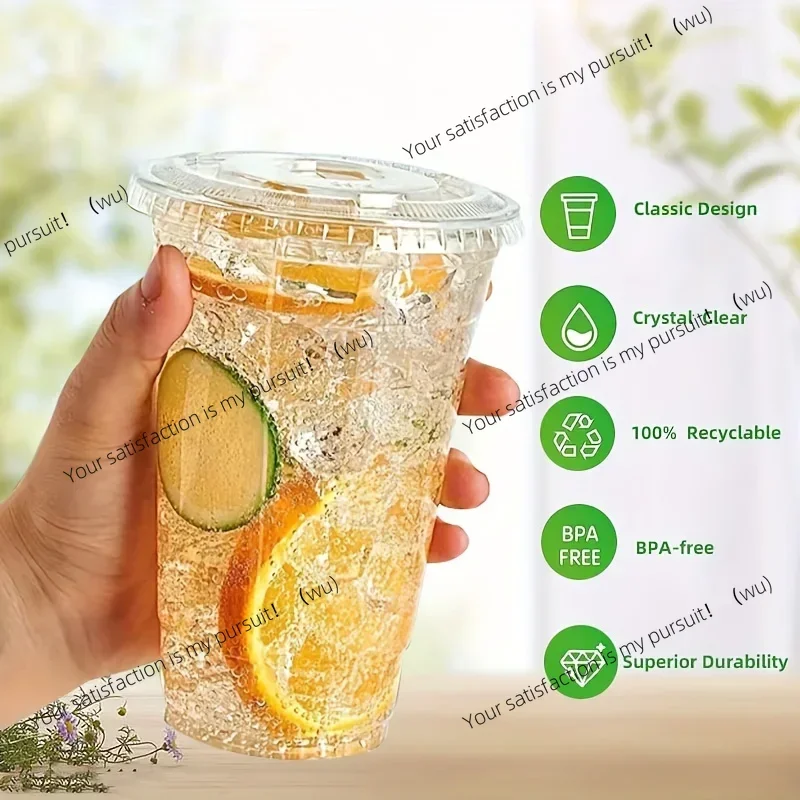 50Sets 12/16/20OZ Plastic Cups With Lids Clear Disposable Cups For Parties Iced Coffee Smoothie  Milkshake Cold Drinks