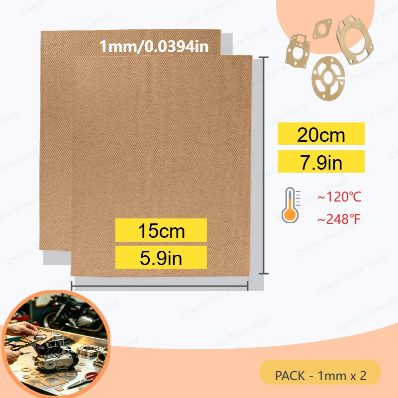 Feuilles de papier pour joints 1 mm x 2 | Joints de moteur DIY résistants à la déchirure, à la chaleur et à l'huile pour scooter, moto, tondeuse à gazon, tronçonneuse