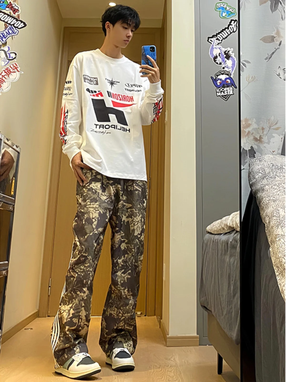 

Men's Camouflage Work Pants Autumn High Street Logging Outdoor Hiking Mountain Climbing Pants Cleanfit Straight Leg Casual Pants