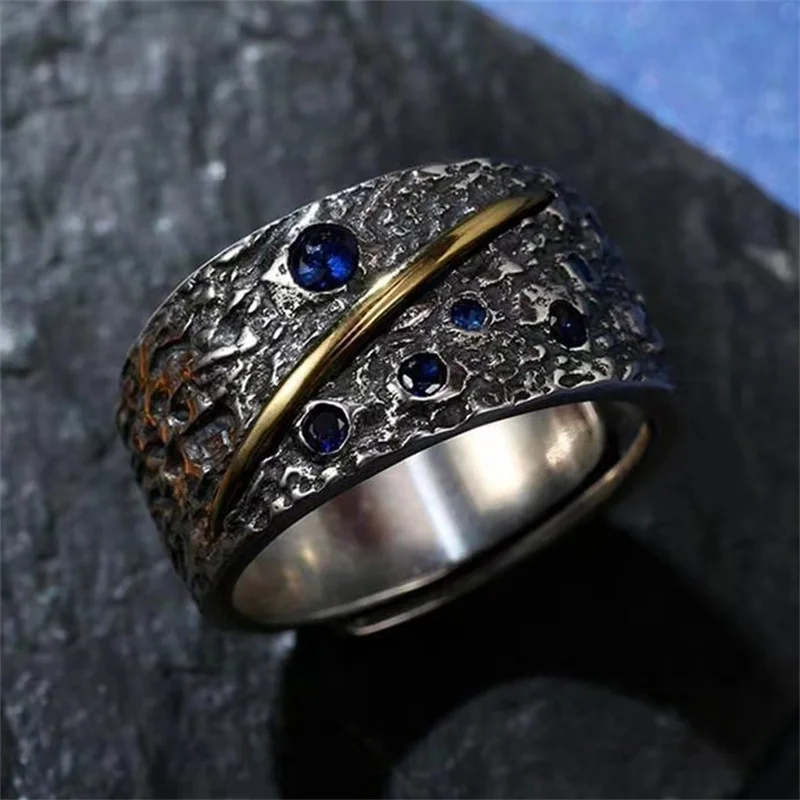 Men's Personalized Retro Wide Starry Sky Ring