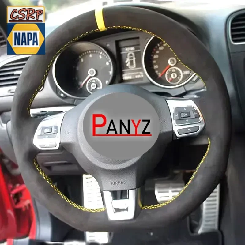 Funda Protectora para Volante de Coche de Gamuza Trenzada para Volkswagen VW Golf 6 GTI MK6 VW Jetta GLI Golf R20 Tiguan R-Line