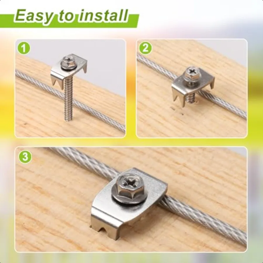 フェンスステープル 304ステンレス鋼製フェンス釘 軟材用 再利用可能 ワイヤーフェンスステープル ネジ メッシュおよび織りフェンス用 100個入り