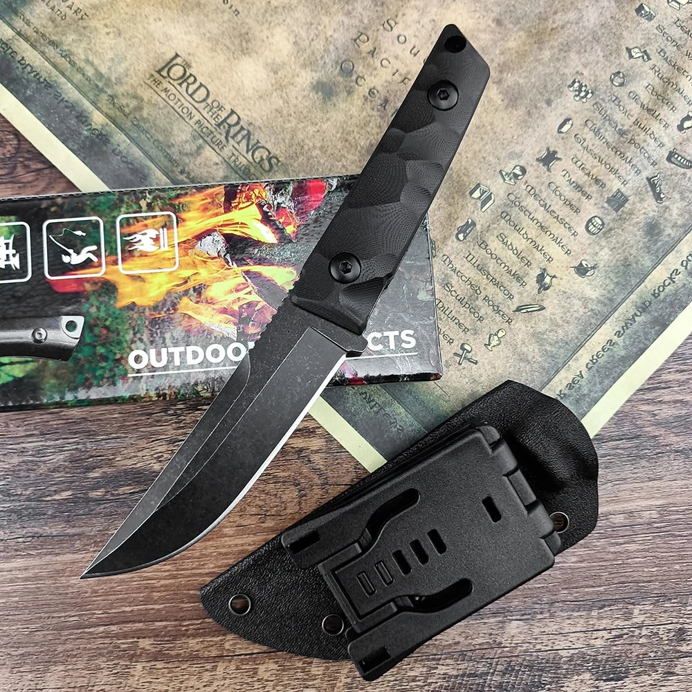 

2 Styles Stonewash Camping 8Cr13Mov Fixed Blade Knives Outdoor Tactical EDC G10 Handles W/ K Sheath Rescue Survival Pocket Knife