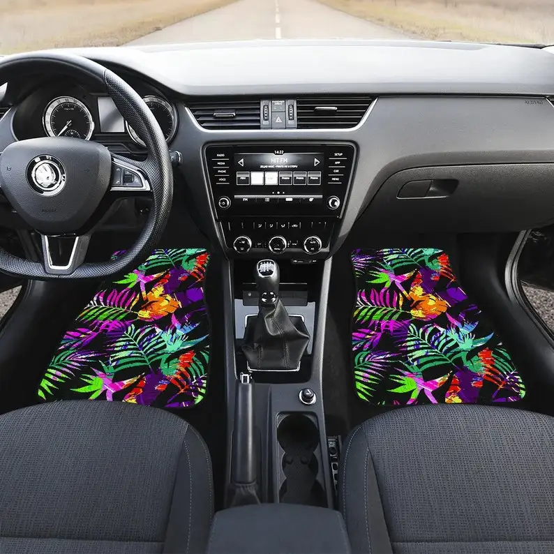 

Colorful Plants Leaves Floral Flowers Car Floor Mats Set, Front and Back Floor Mats for Car, Car Accessories