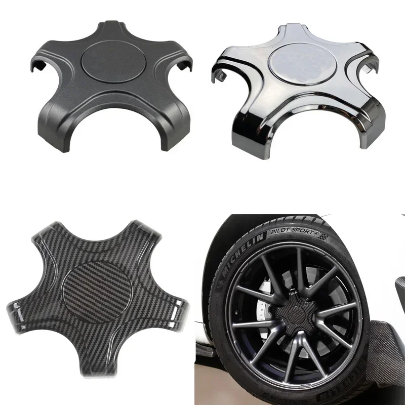 Per Tesla Model 3 Car Wheel Center Caps coprimozzo Five Claw Type coprimozzo in fibra di carbonio ABS accessori per la decorazione automatica