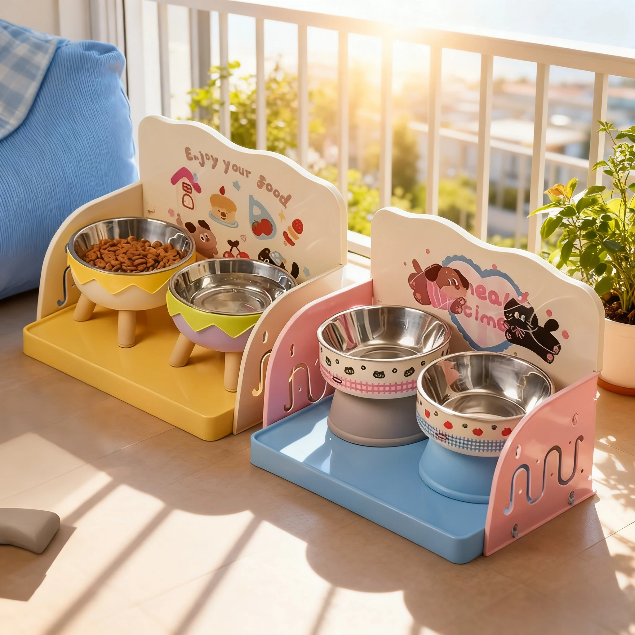 

Modern Adjustable Height Pet Food Dispenser with Anti-Spill Design - Easy-Clean Space-Saving & Dog Feeder,Pet Feeding Station