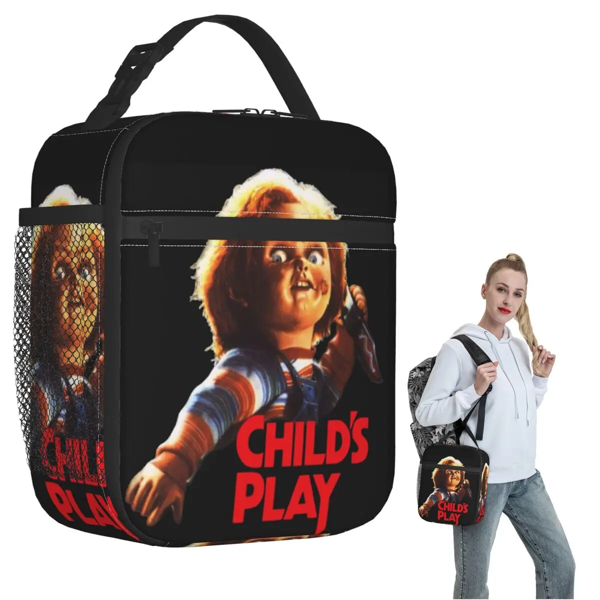 

Chucky See You In Hell Insulated Lunch Bag for Women Kids Leakproof Food Boxes Thermal Lunch Box Tote