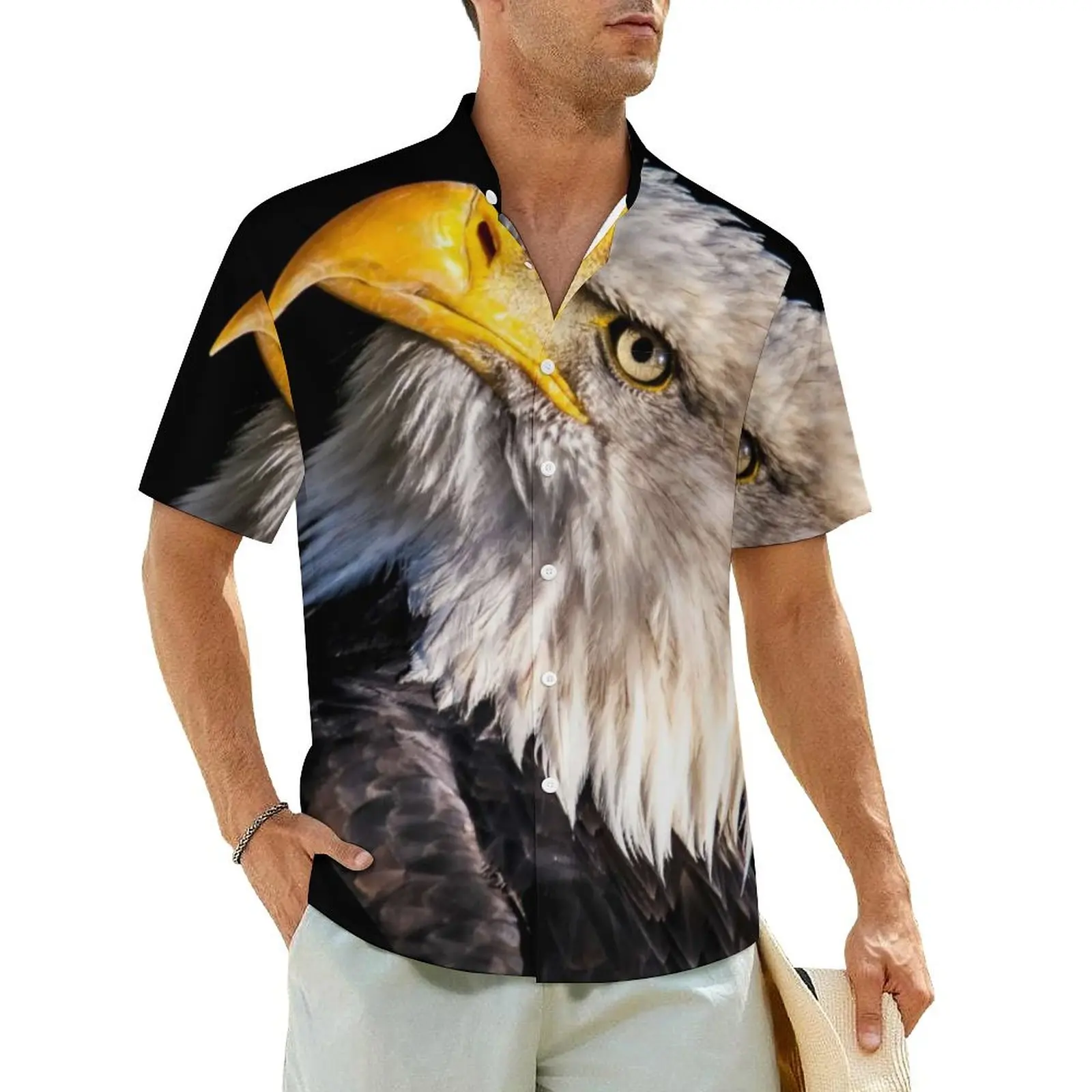 Bald Eagle Summer Shirt For Men Beach Majestic USA Eagle Spirit Casual Shirts Short-Sleeved Y2K Trendy Plus Size 4XL Blouses