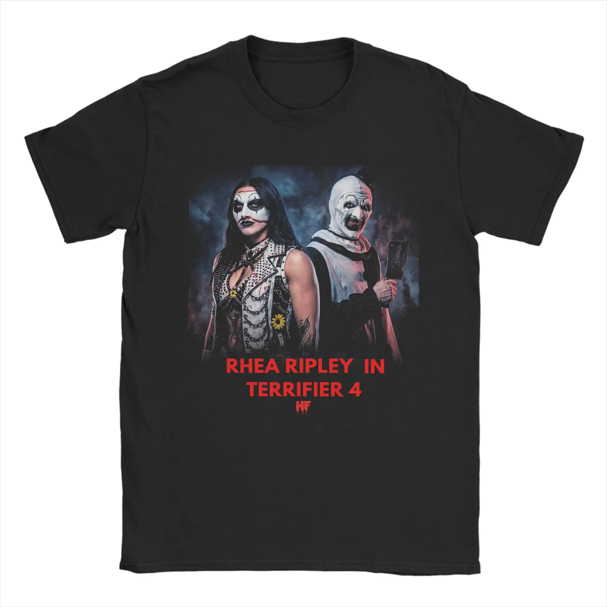 

Rhea Ripley & Terrifier T-Shirts Men Leisure Pure Cotton Tees Crewneck Short Sleeve T Shirts Summer Clothing