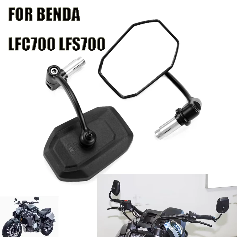Motorcycle For BENDA LFC700 LFS700 BD700-3-2 Handlebar Rearview Mirror Retro Square Adjustable Handle Bar Ends Side Mirrors