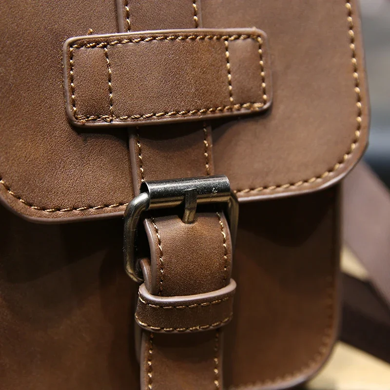 Retro Crazy Horse PU Leather Mens Waist Bag Travel Fanny Pack Belt Loops Hip Bum Bag Wallet Purses Phone Pouch